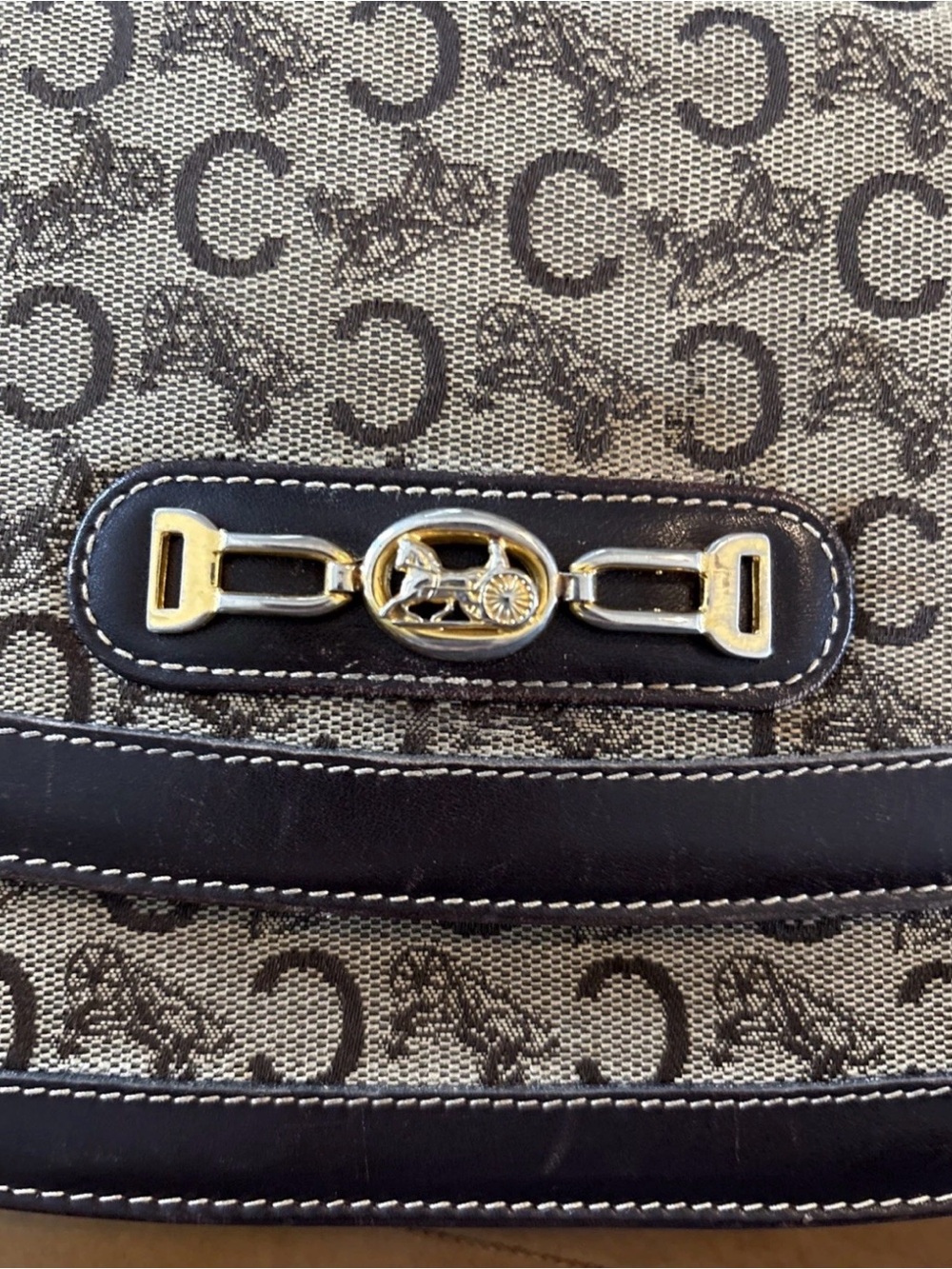 Vintage Celine Horsebit Canvas And Leather Shoulder Bag RARE - Picture 2 of 16